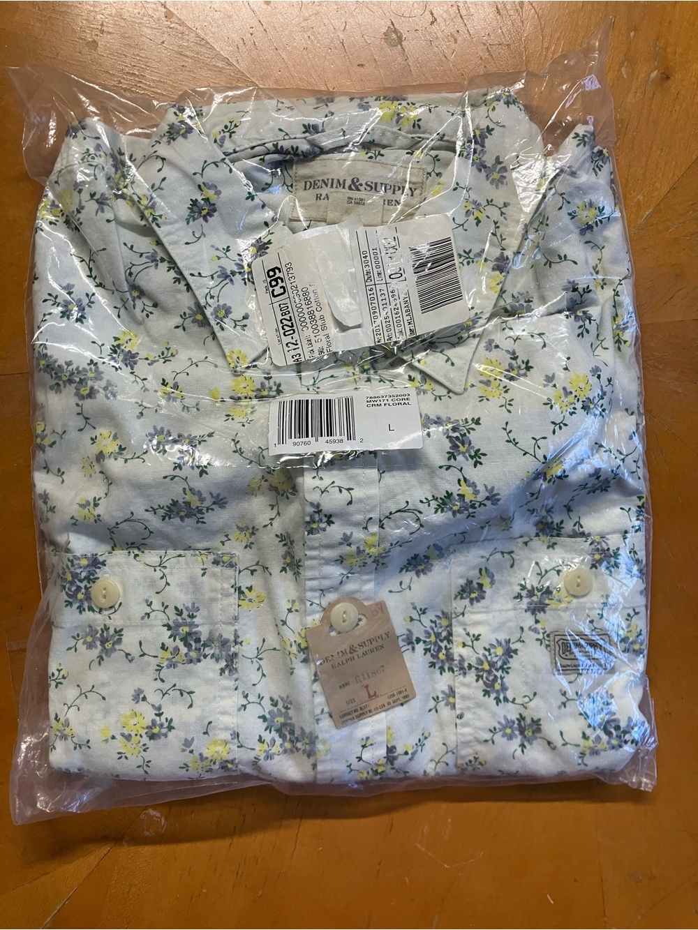 NWT Denim & Supply Ralph Lauren Floral Slub Work Shirt L
